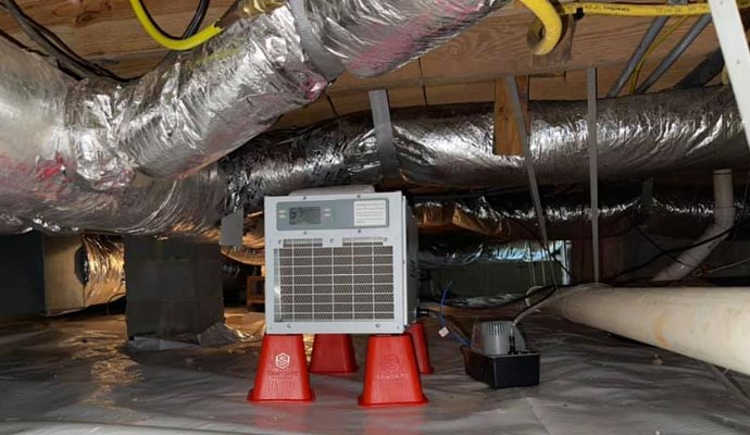 Dehumidifier in a crawl space