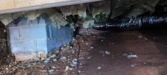 crawl space with moisture issues