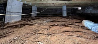 crawl space with uneven surface