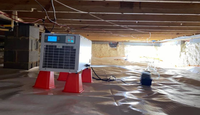 Waterproofed crawlspace