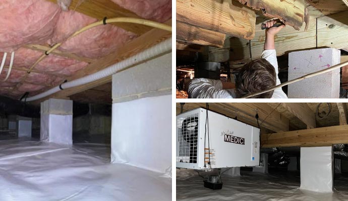 Collage of different crawl space services
