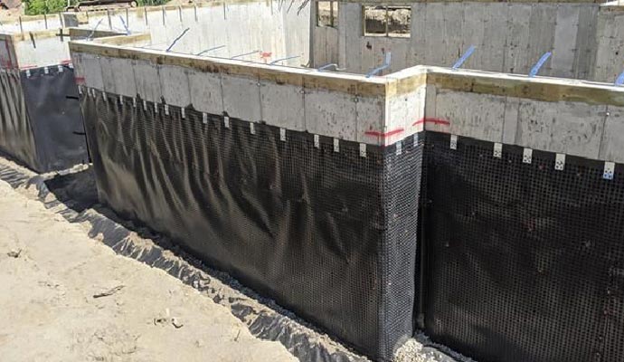 Exterior foundation waterproofing