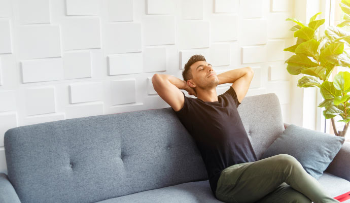 Person relaxing in room