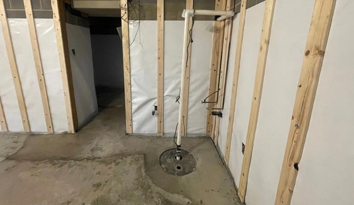 Installed sump pump in the basement