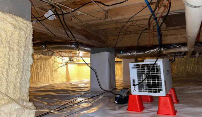 Moisture control in crawlspace