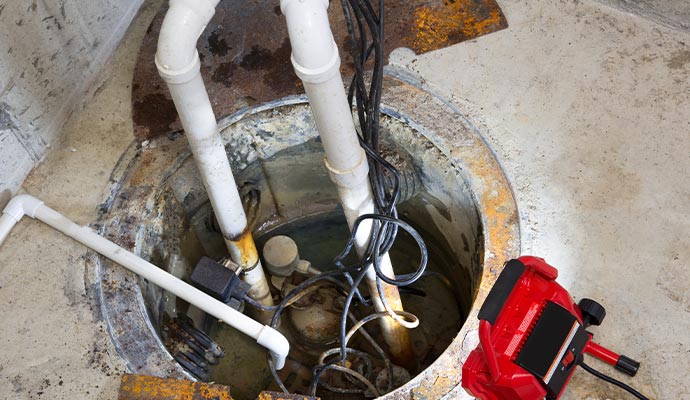 professional repair of sump pump discharge line