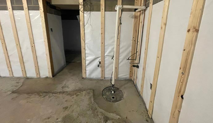 Sump pump installed in a basement by experts