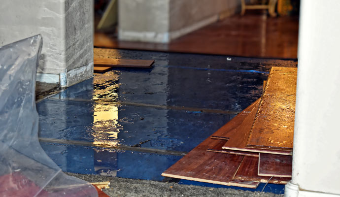 Water damaged wood floor