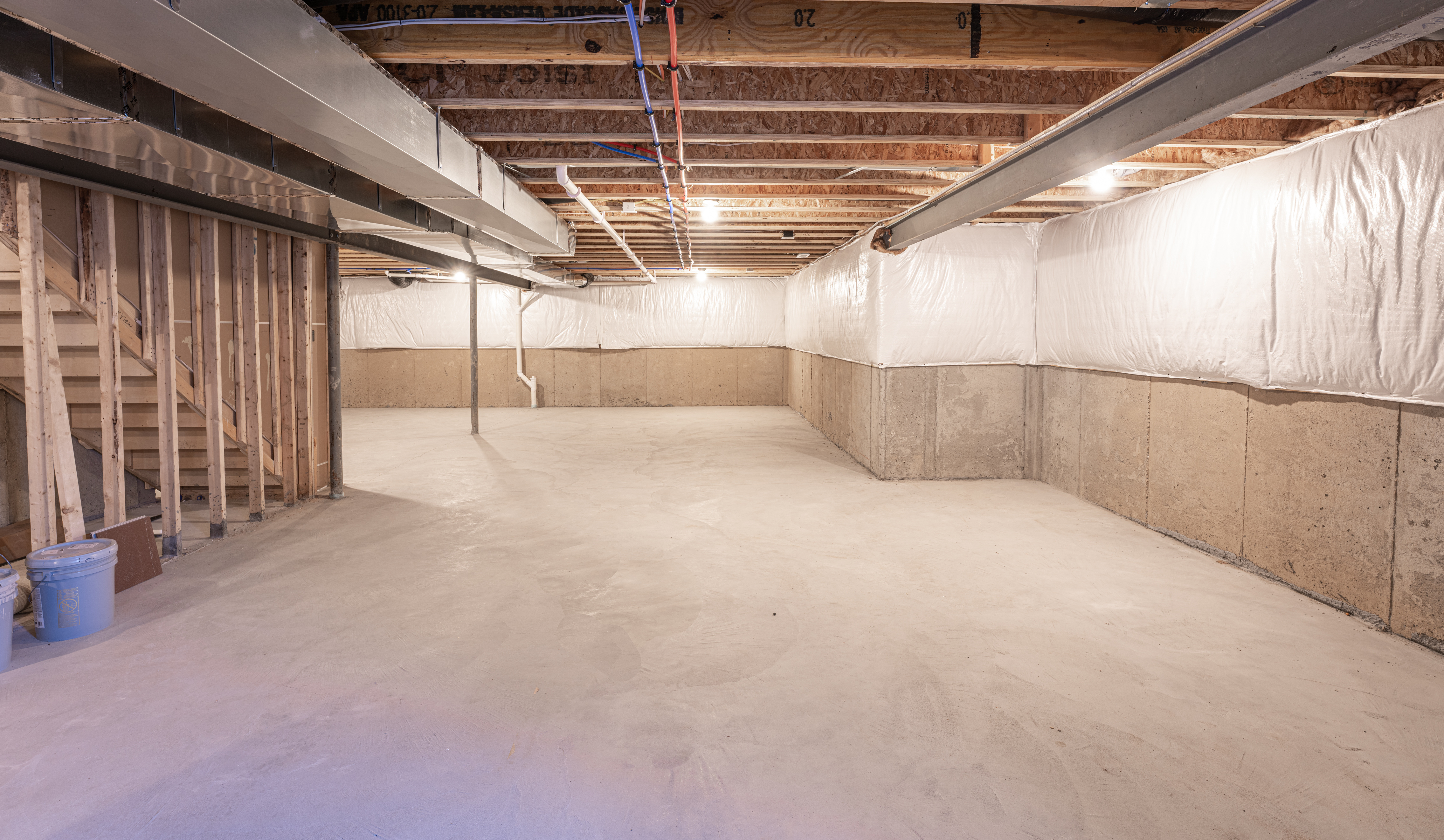 Waterproofed basement.